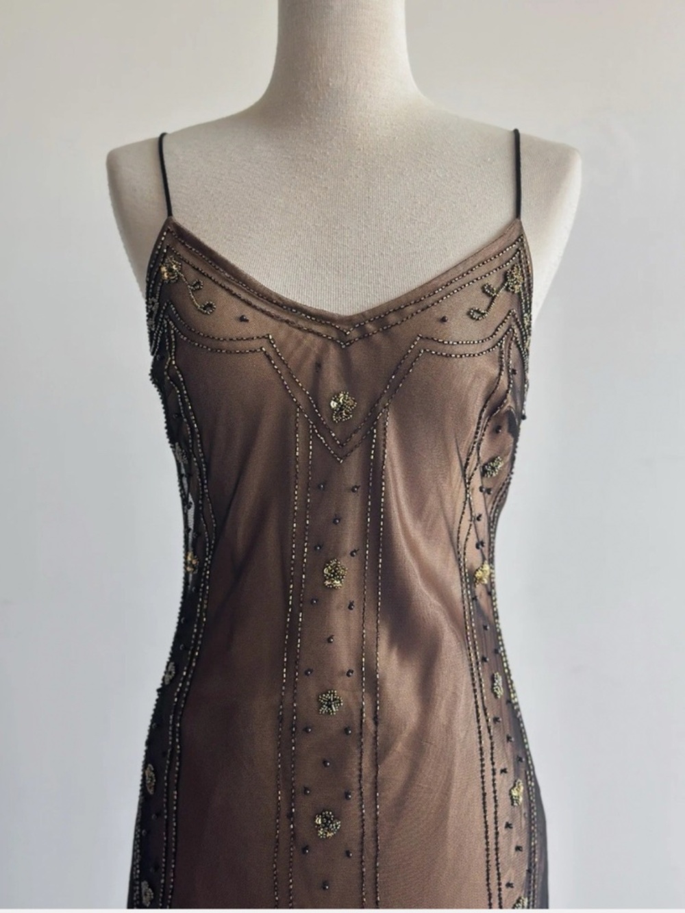 Beaded Mesh Dress. Large. Formal. - Picture 2 of 10
